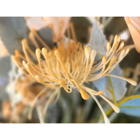 Silk Floral Arrangement Peach Beige Neutral Faux Bouquet 10 Stems Artificial Flo - Picture 13 of 16